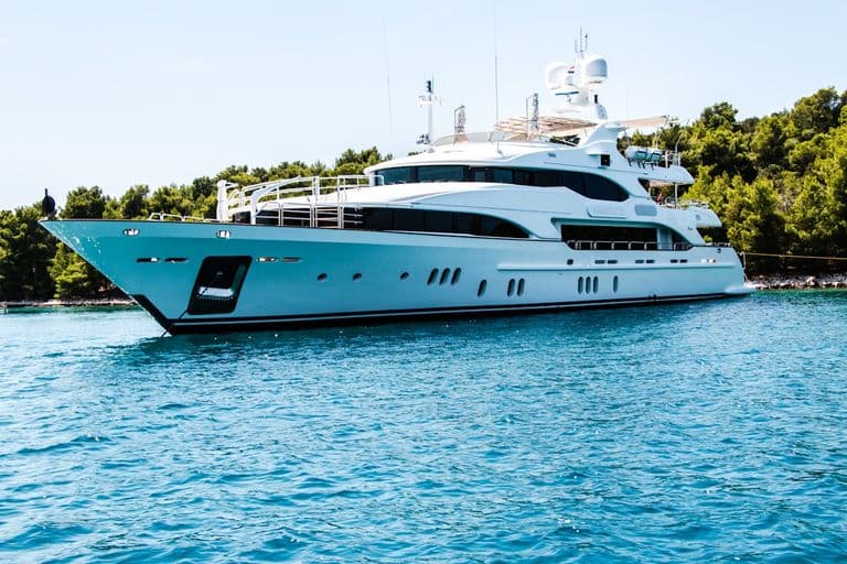 Private yacht on calm water
